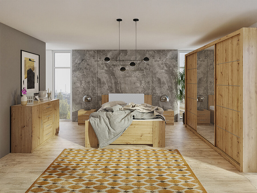 Slaapkamer set Catromi 116 (Artisan eiken + Soft Pik 029)