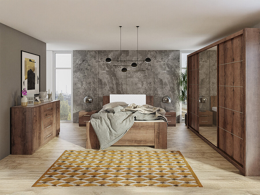 Slaapkamer set Catromi 116 (Klooster eik + Soft Pik 017)