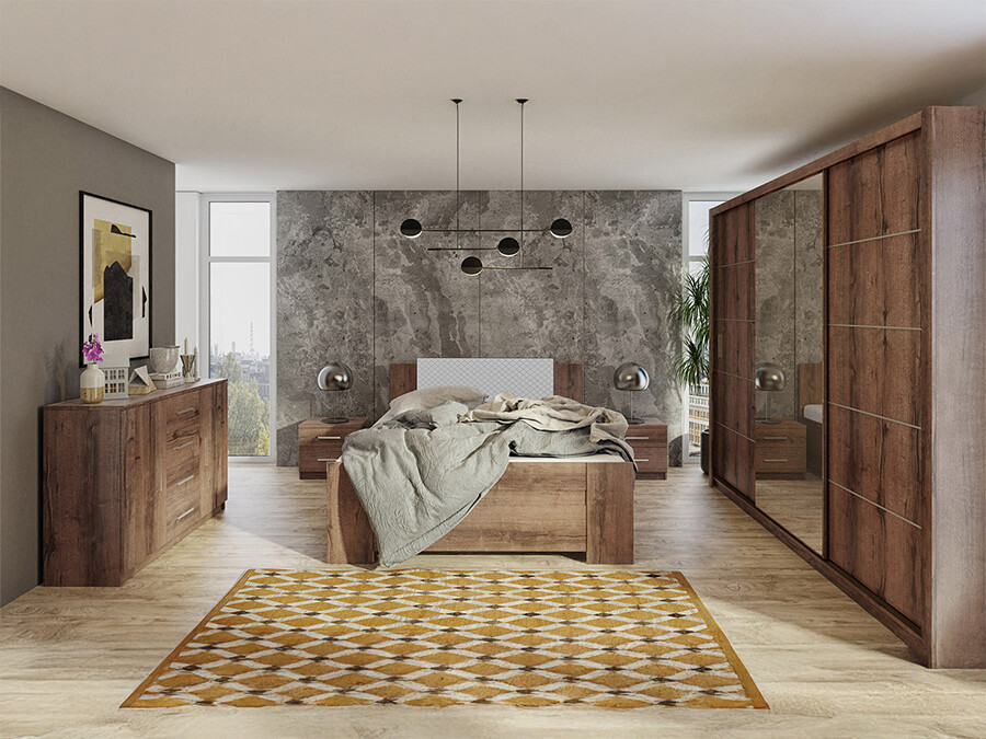 Slaapkamer set Catromi 116 (Klooster eik + Soft Pik 029)