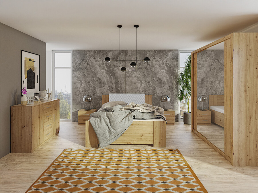 Slaapkamer set Catromi 121 (Artisan eiken + Soft Pik 029)