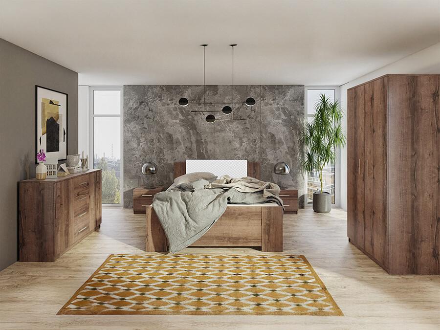 Slaapkamer set Catromi 122 (Klooster eik + Soft Pik 017)