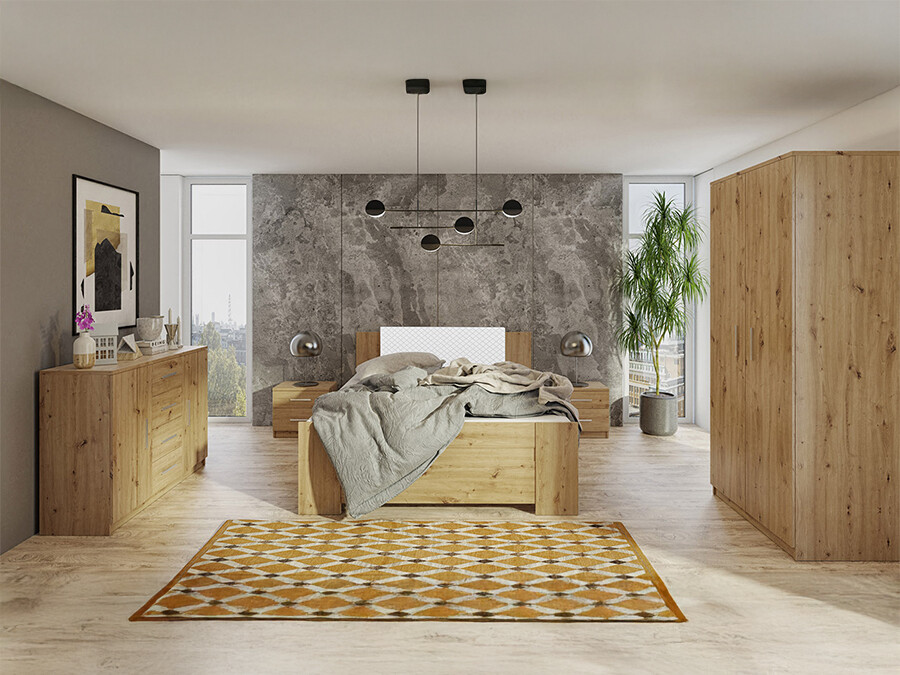 Slaapkamer set Catromi 123 (Artisan eiken + Soft Pik 017)