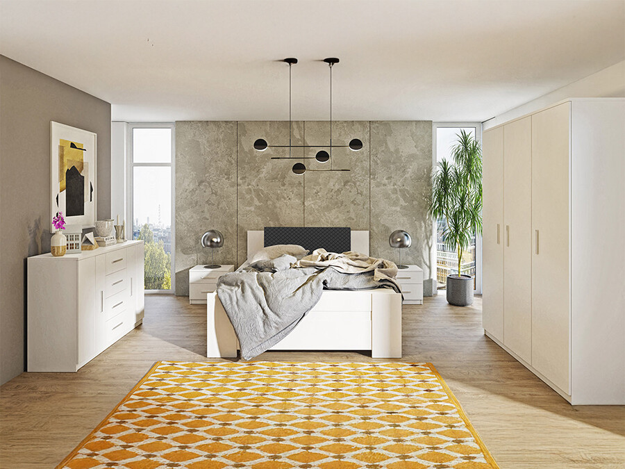 Slaapkamer set Catromi 123 (Wit + Soft Pik 011)