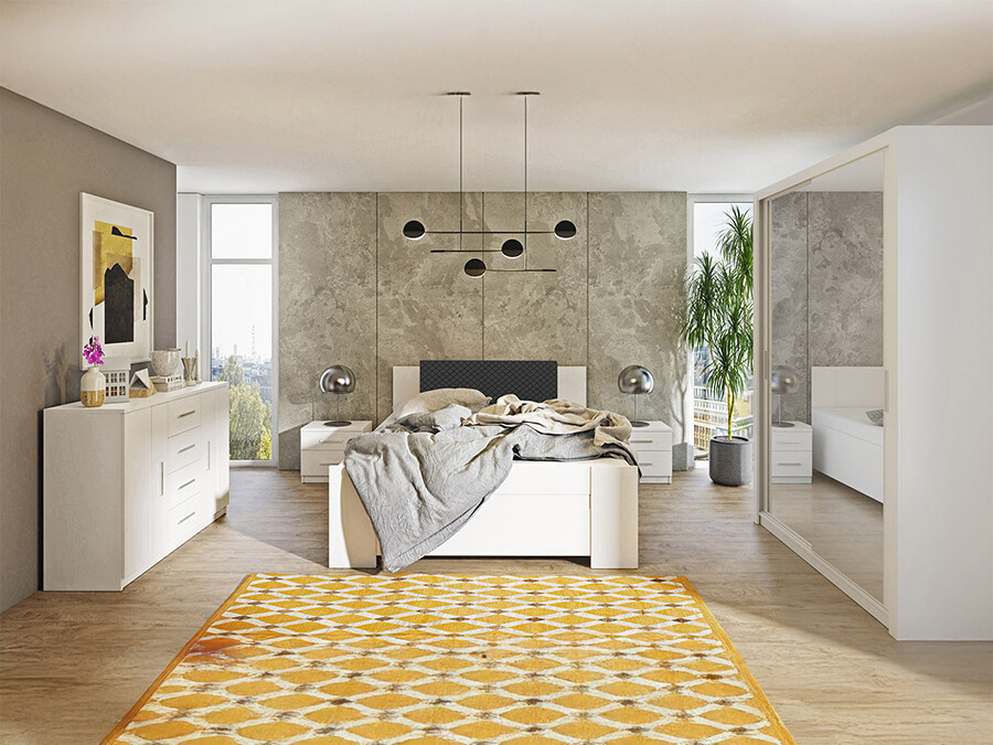 Slaapkamerset Catromi 113 (Wit + Soft Pik 011)