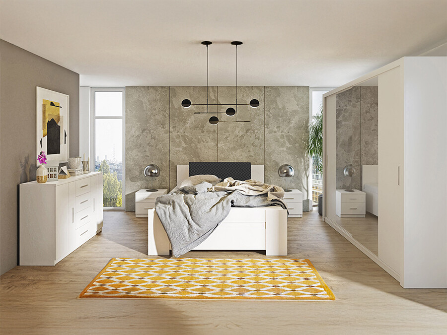 Slaapkamerset Catromi 115 (Wit + Soft Pik 011)