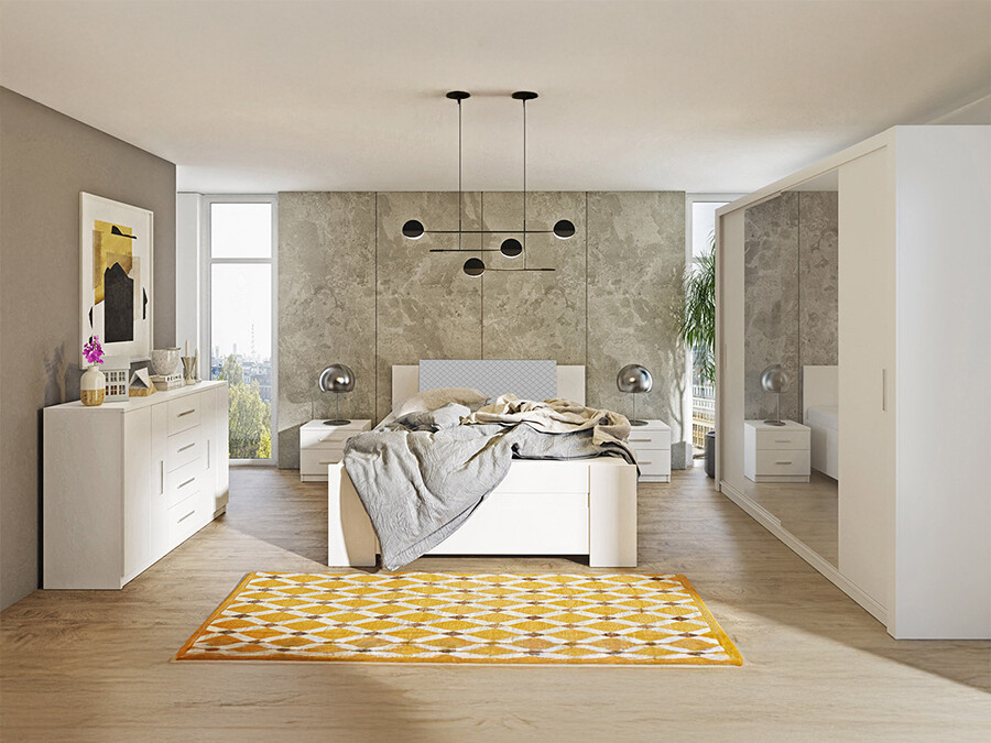 Slaapkamerset Catromi 115 (Wit + Soft Pik 029)