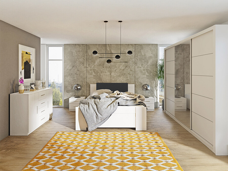 Slaapkamerset Catromi 116 (Wit + Soft Pik 011)