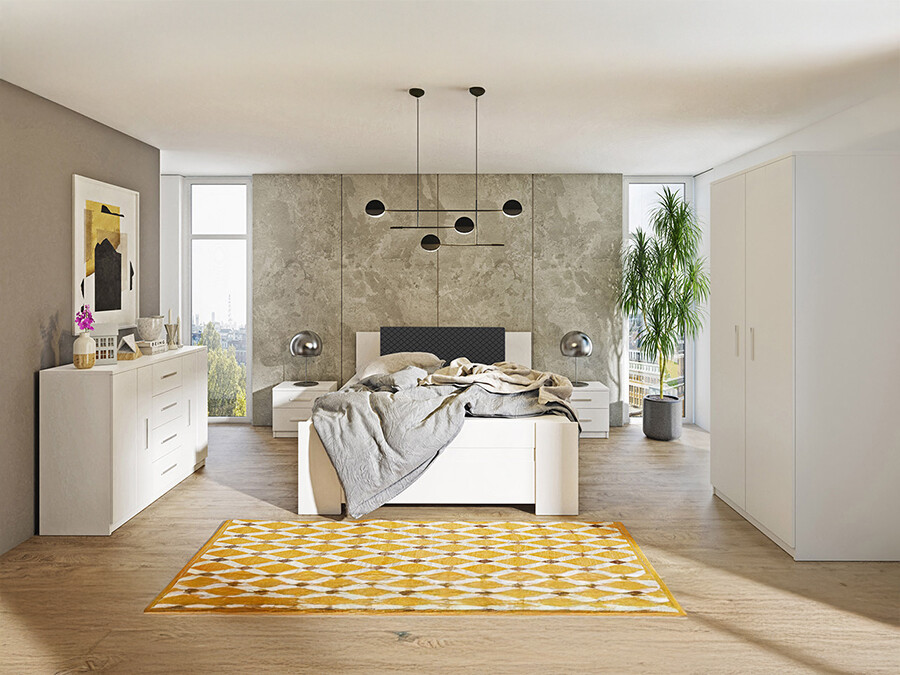 Slaapkamerset Catromi 122 (Wit + Soft Pik 011)