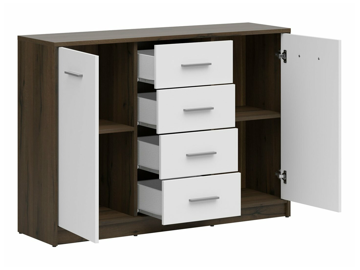 Ladekast Novsore 118 (Donkere eik + Wit)