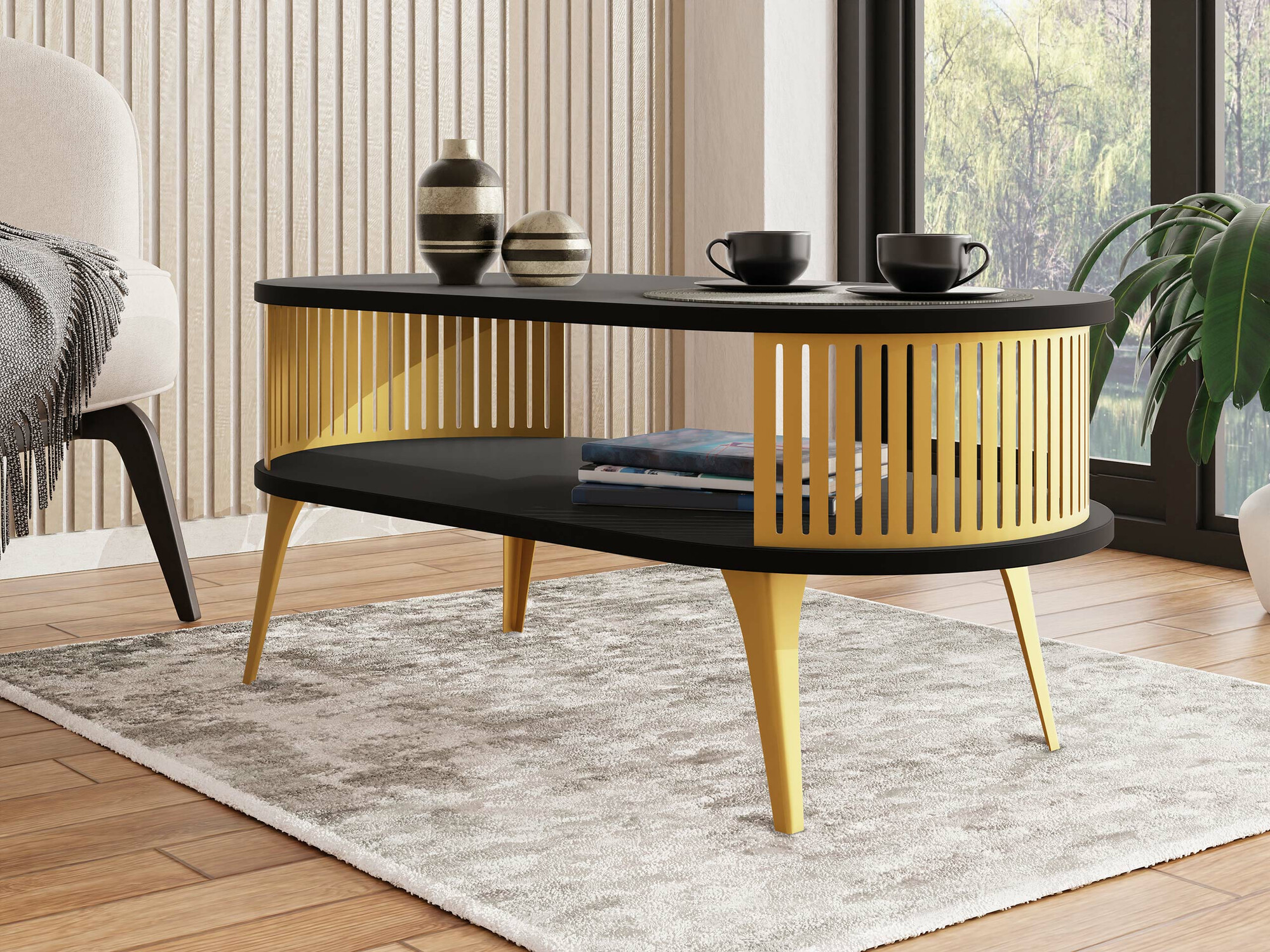 Salontafel Sordore 106 (Gouden + Zwart)