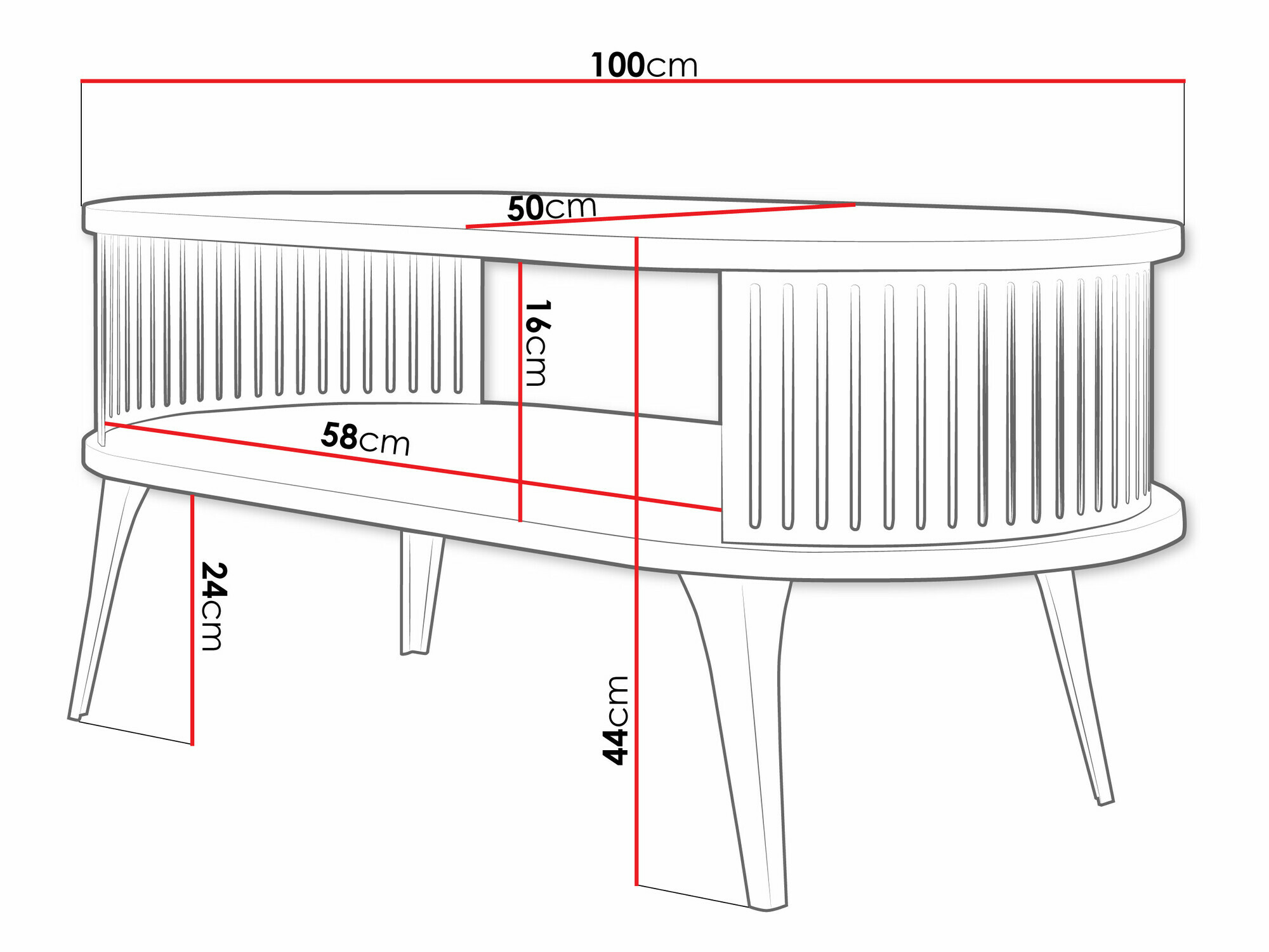 Salontafel Vitum III (Zwart + Wit)