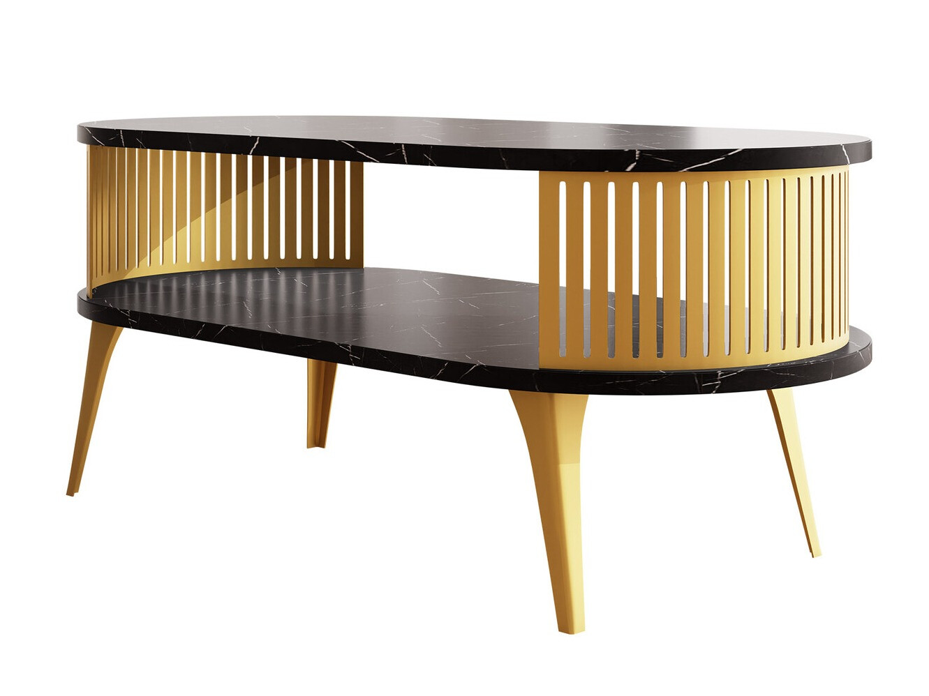 Salontafel Vitum IV (Gouden + Zwart marmer)