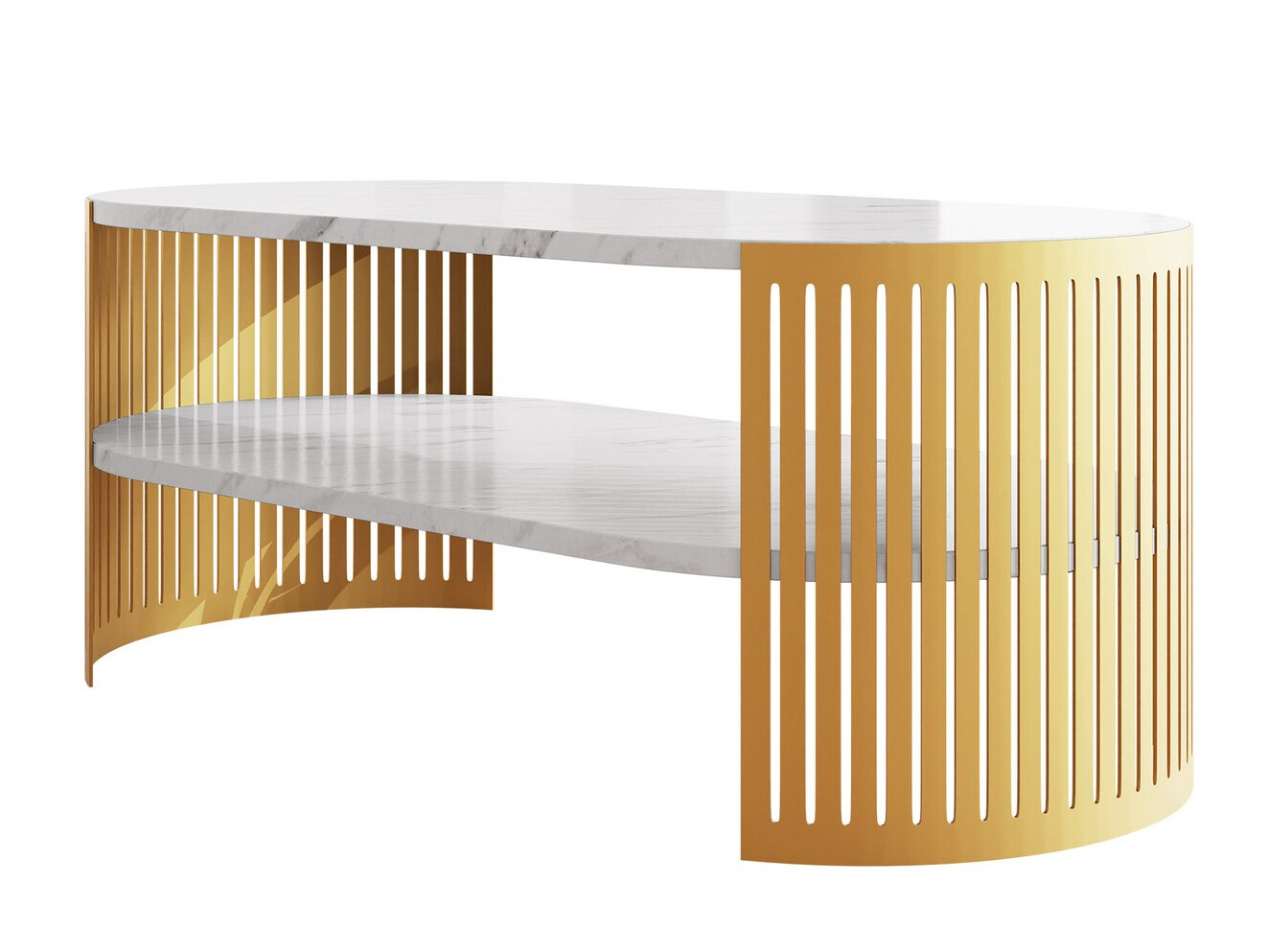 Salontafel Civer IV (Gouden + Wit marmer)