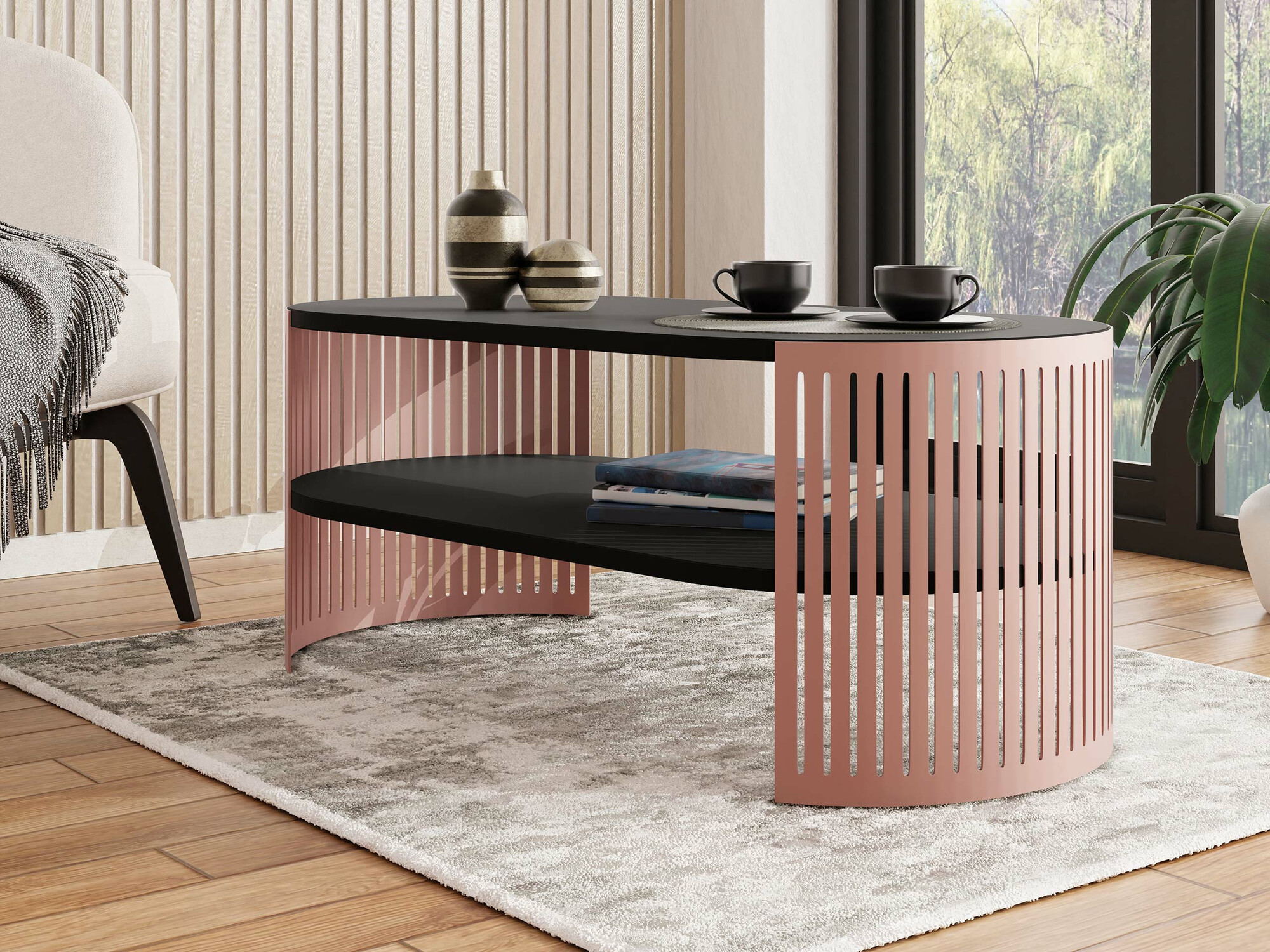 Salontafel Civer V (Roze + Zwart)