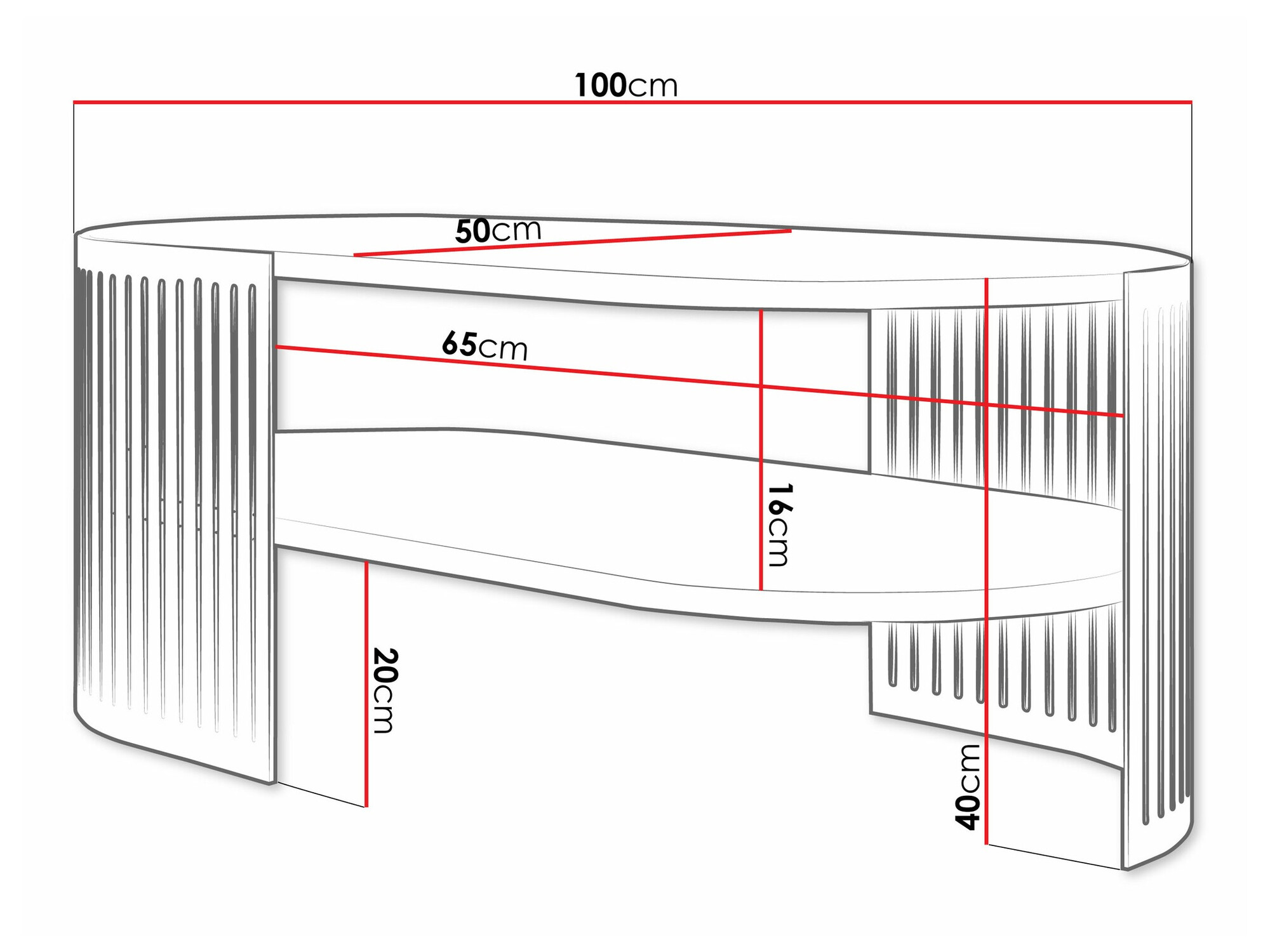 Salontafel Civer VI (Zwart + Wit)
