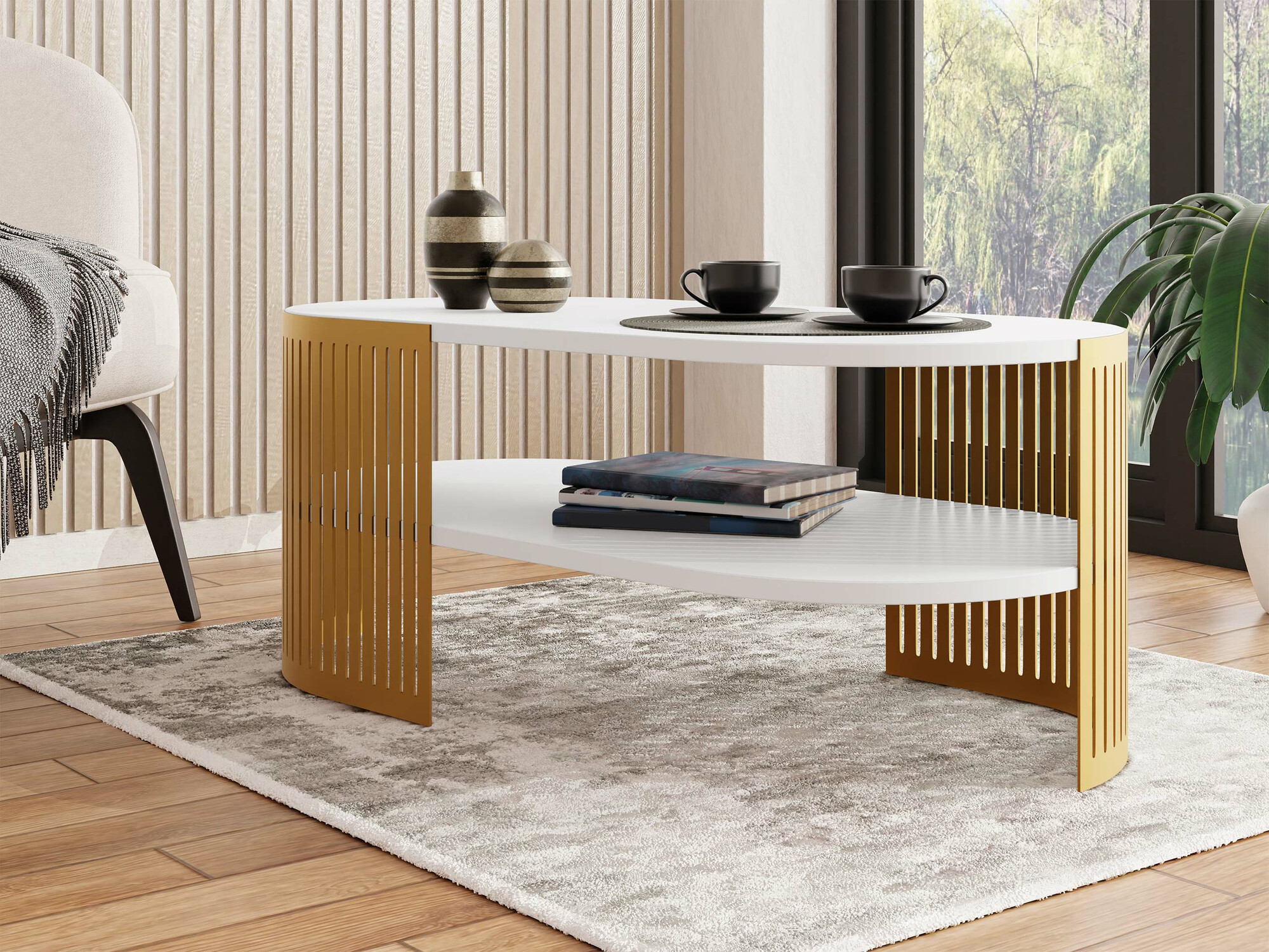 Salontafel Civer VII (Gouden + Wit)