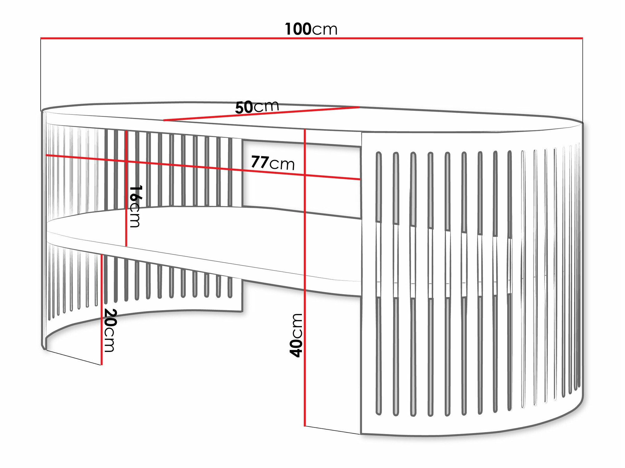 Salontafel Evanola 103 (Zwart + Wit)