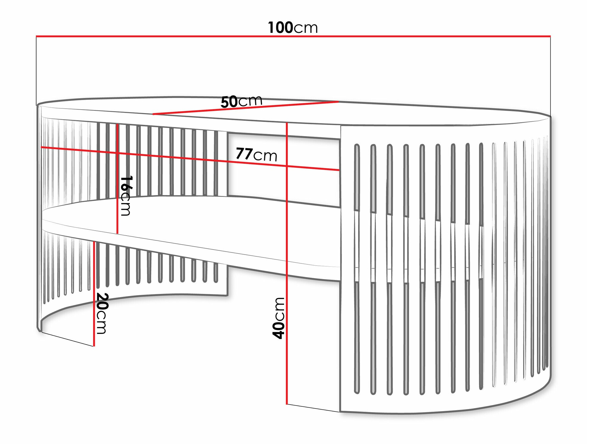 Salontafel Evanola 105 (Roze + Wit)