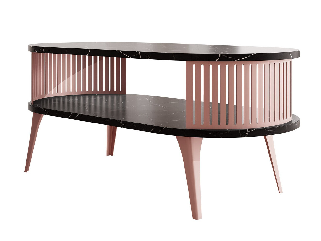 Salontafel Vitum V (Roze + Wit marmer)
