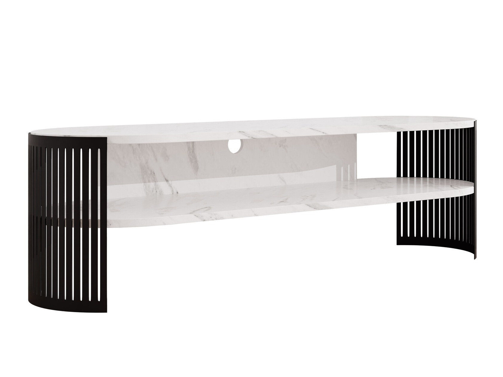 TV-meubel Civer (Zwart + Wit marmer)