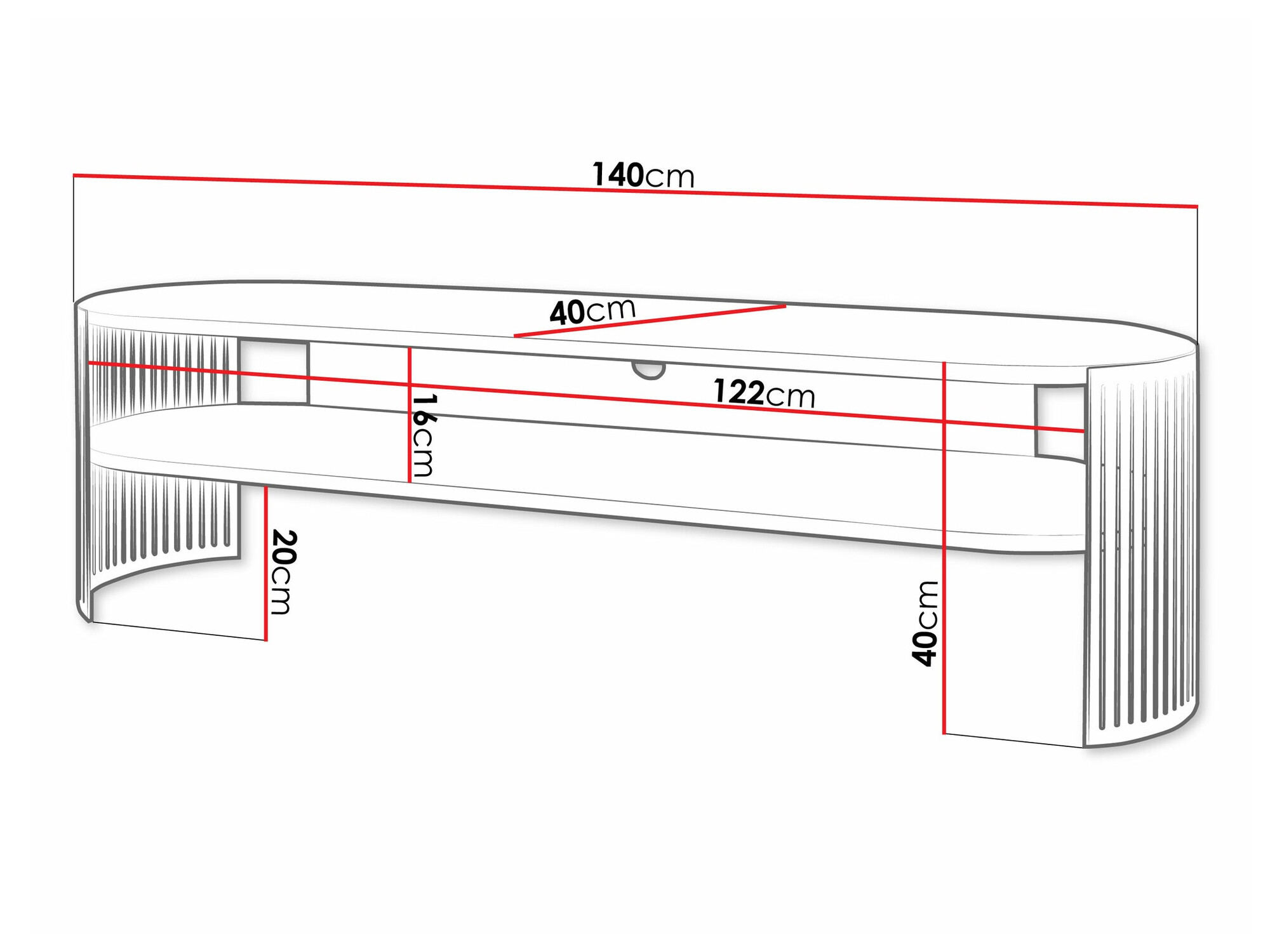 TV-meubel Sordore 121 (Zwart + Wit)