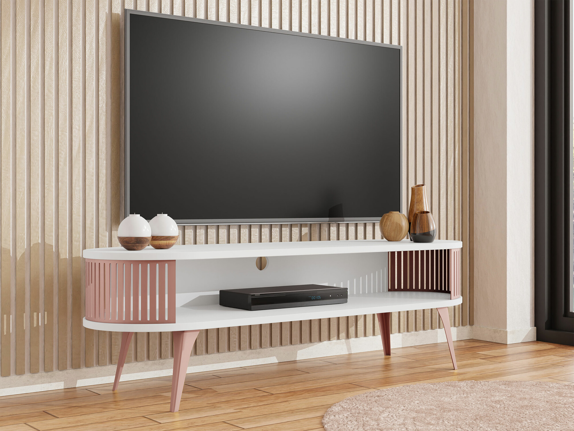 TV-meubel Vitum II (Roze + Wit)