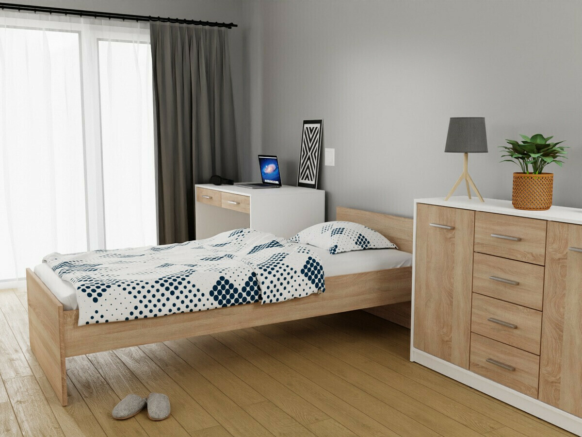 Slaapkamerset Novsore 149 (Wit + Sonoma eik)