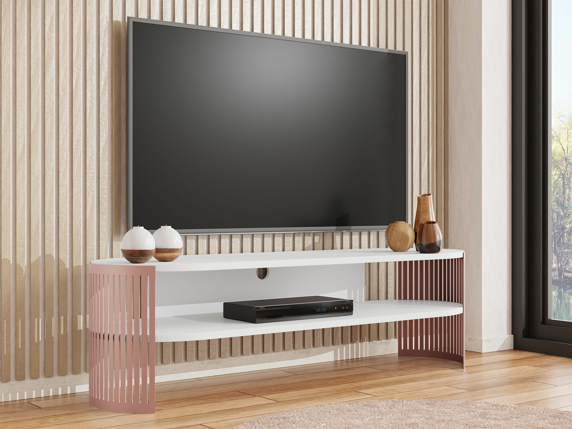 TV-meubel Sordore 123 (Roze + Wit)