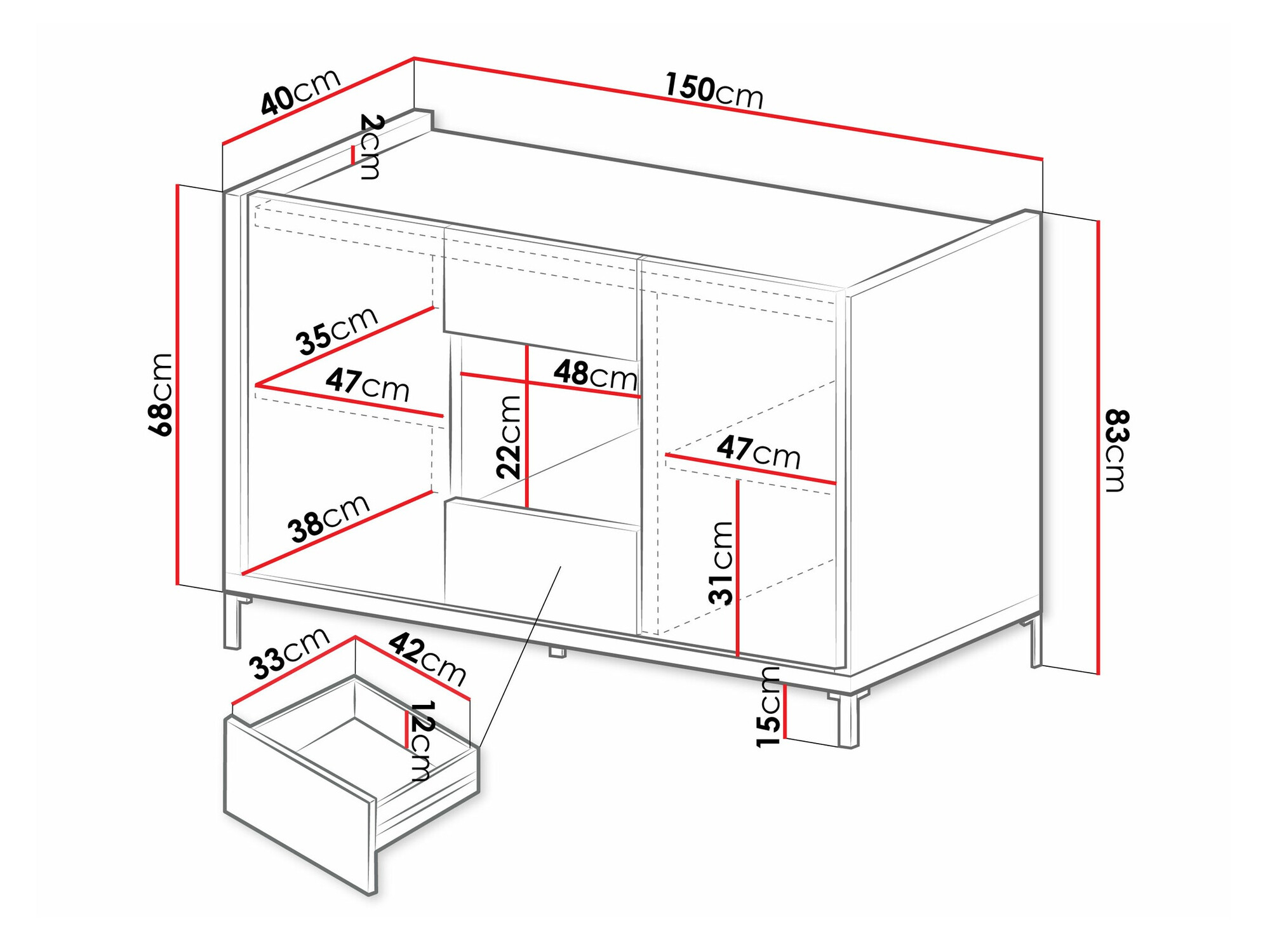 Ladekast Vofeno 102 (Wit)