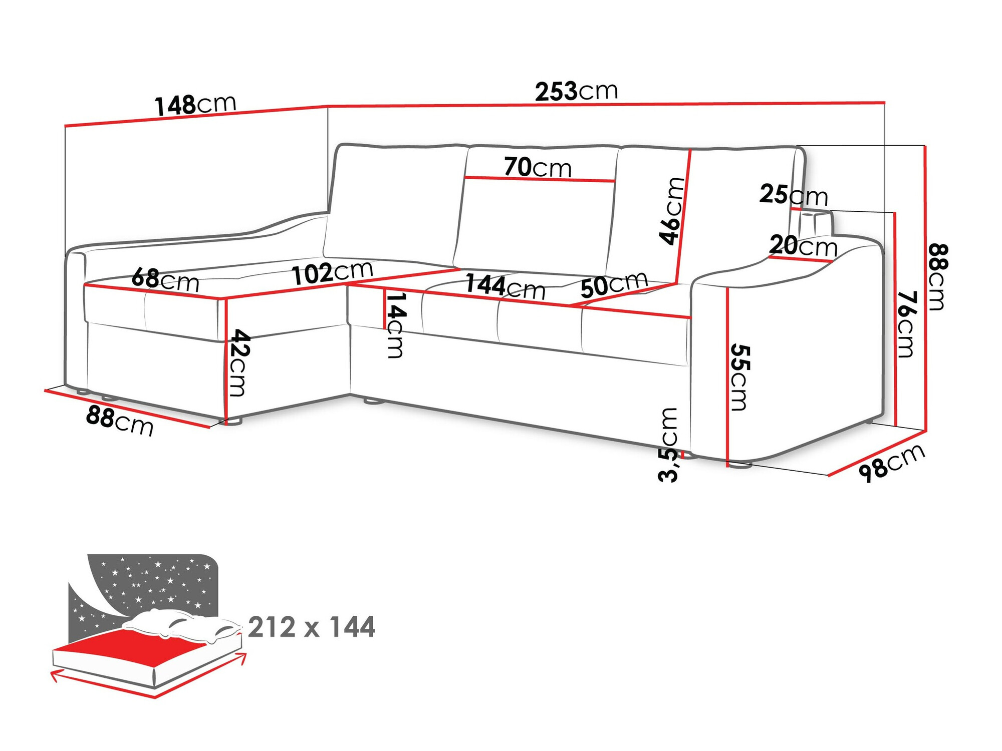 Hoekbank Rome 107 (Velo 621)
