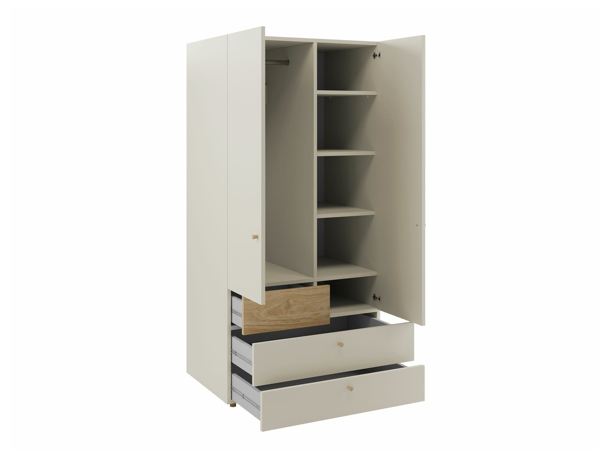 Kledingkast Domcali 101 (Beige + Eiken)