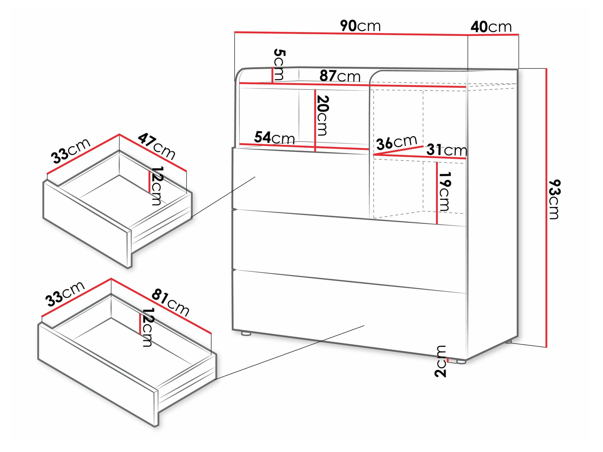 Ladekast Domcali 109 (Coral + Eiken)