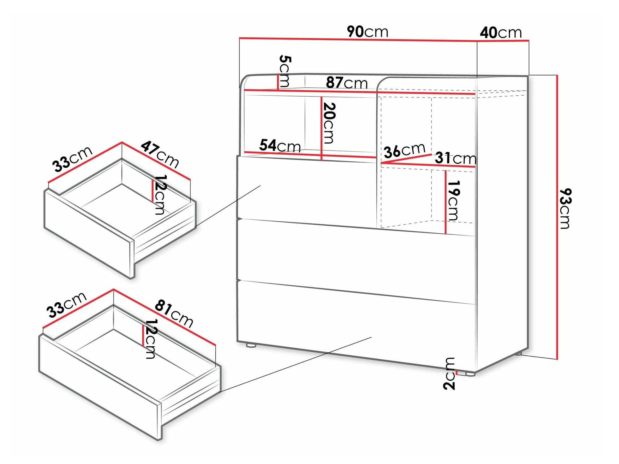 Ladekast Domcali 109 (Grijs + Eiken)