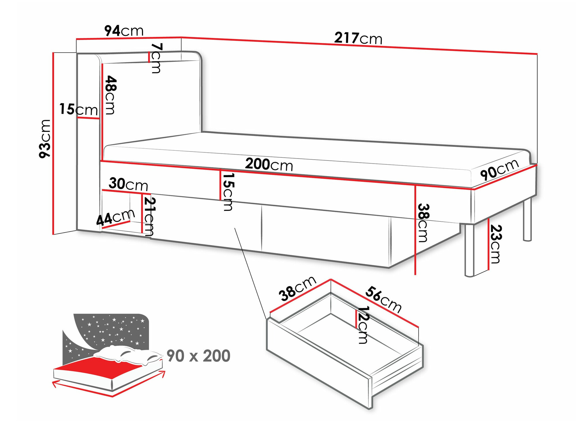 Bed Domcali 113 (Grijs)