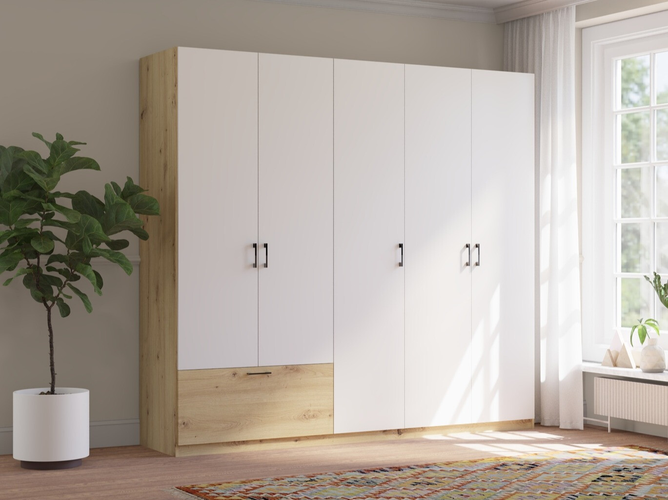 Kledingkast Bristol 249 (Artisan eiken + Wit)