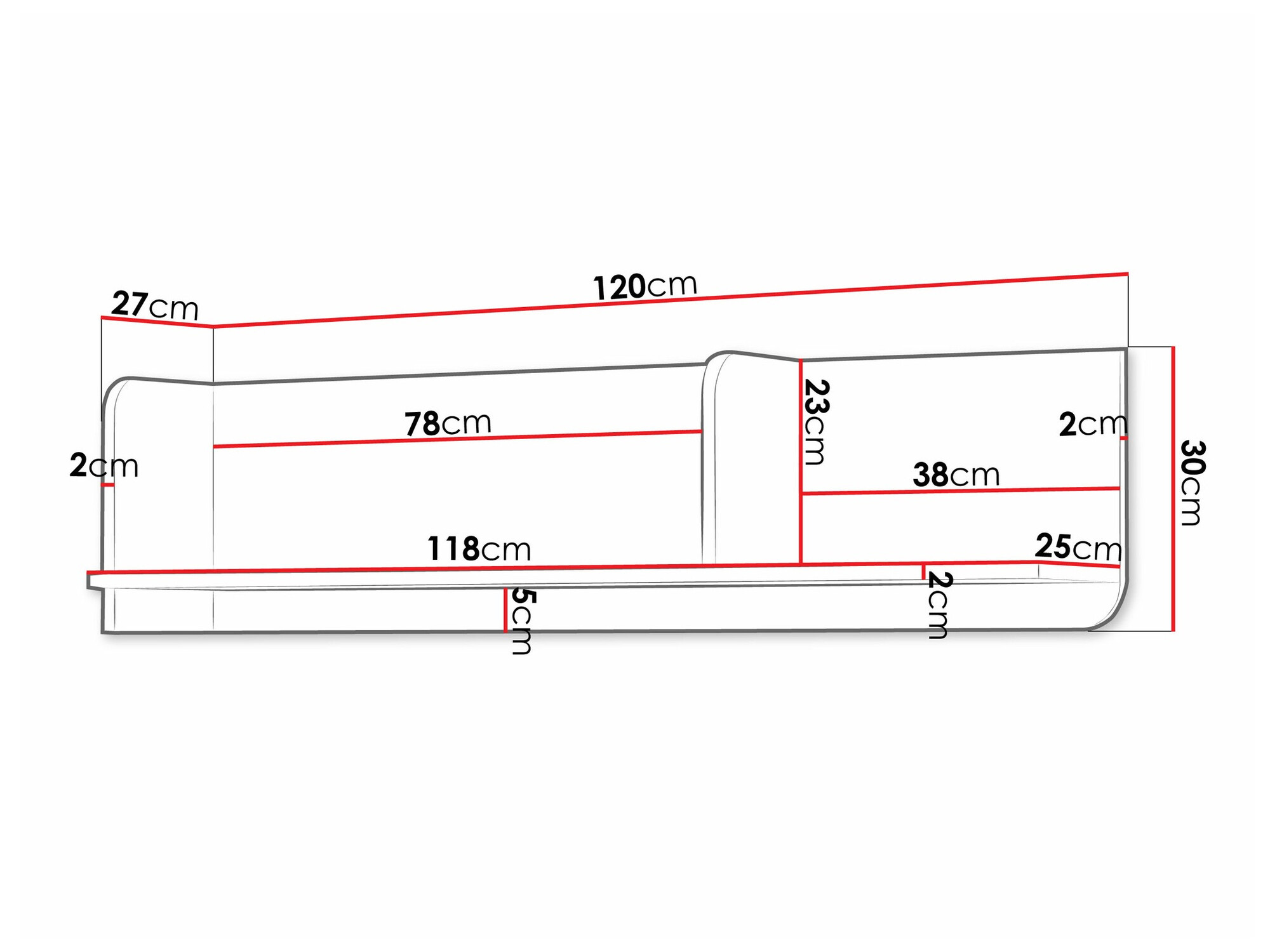 Wandplank Domcali 114 (Grijs)