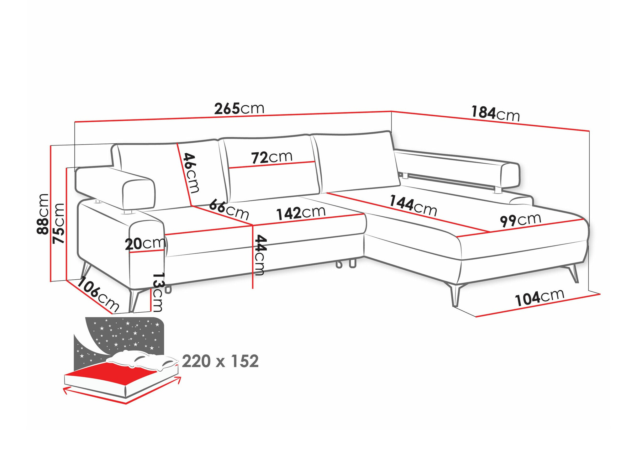 Hoekbank Lincoln 176 (Zetta 305)