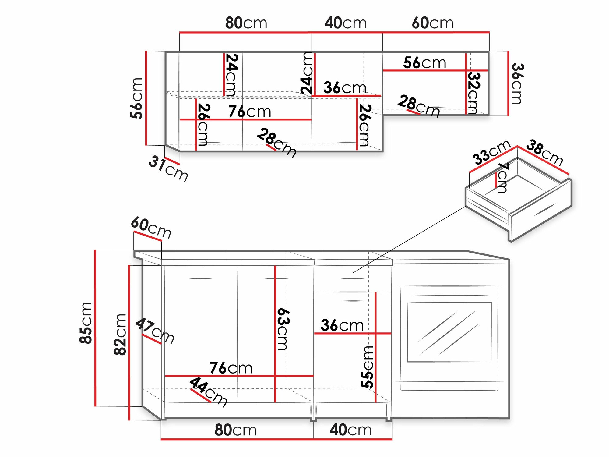Keukenset Ota (Sonoma eik + Beige)