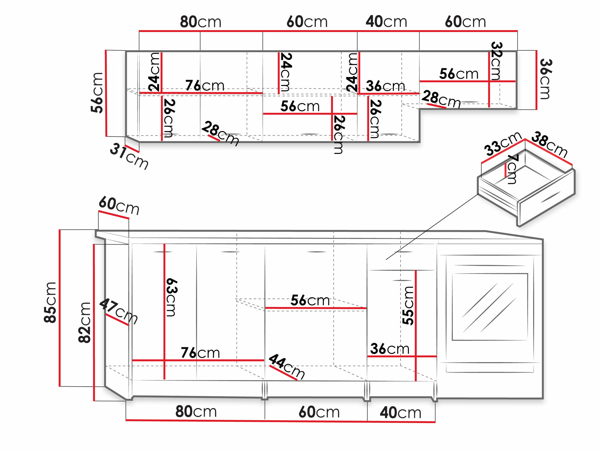 Keukenset Trenton 105 (Artisan eiken + Zwart)