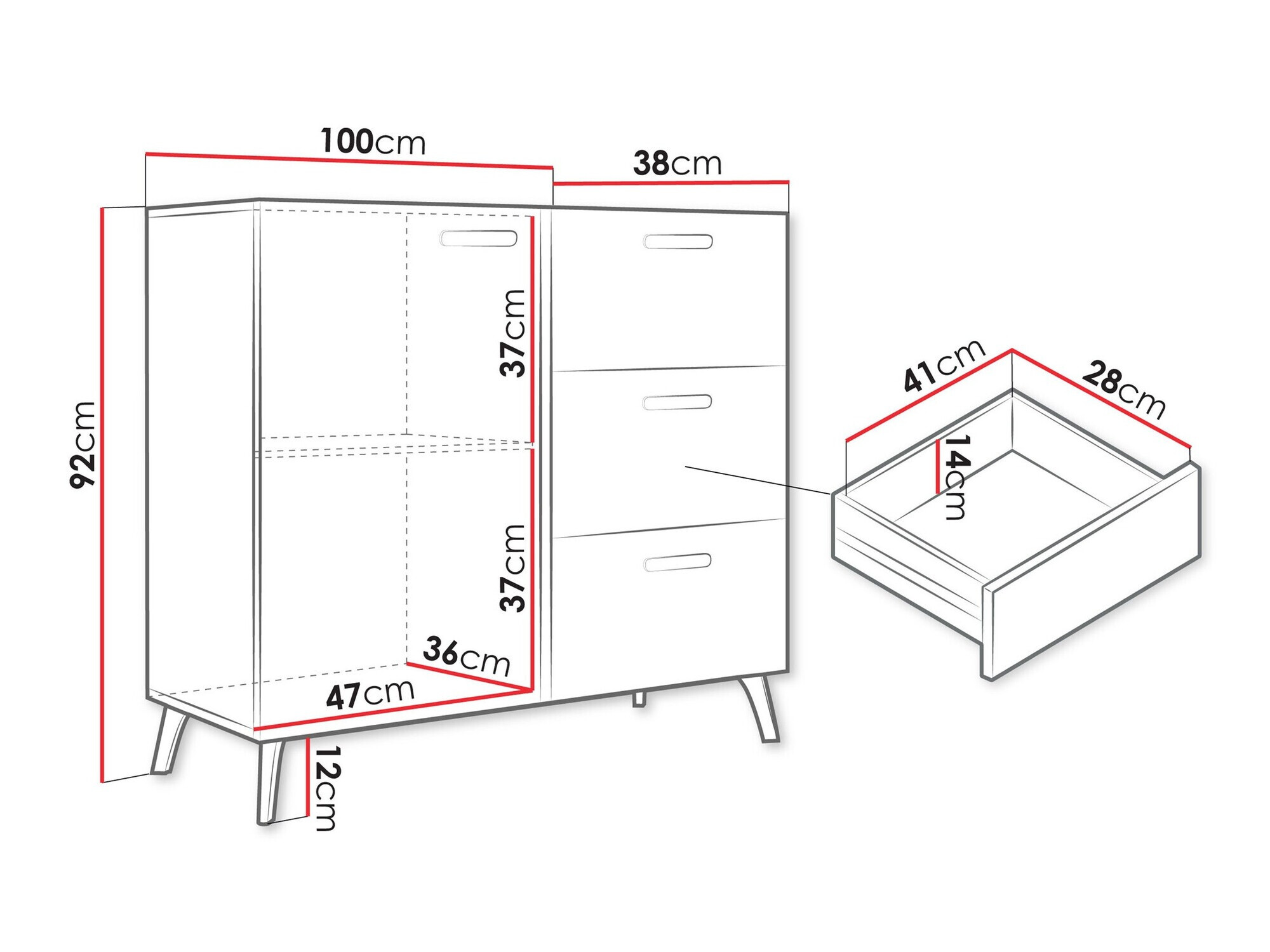 Ladekast Comfivo Teslomo 108 (Wit + Glanzend wit)