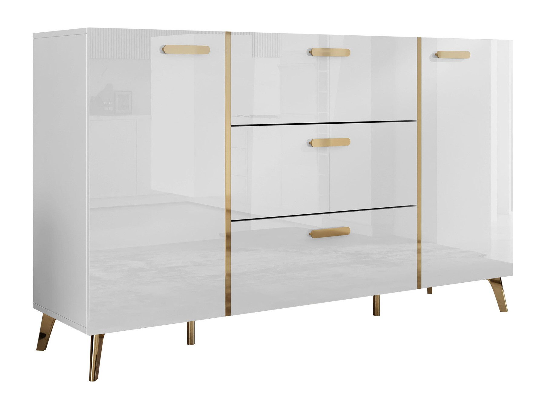 Ladekast Comfivo Teslomo 109 (Wit + Glanzend wit)