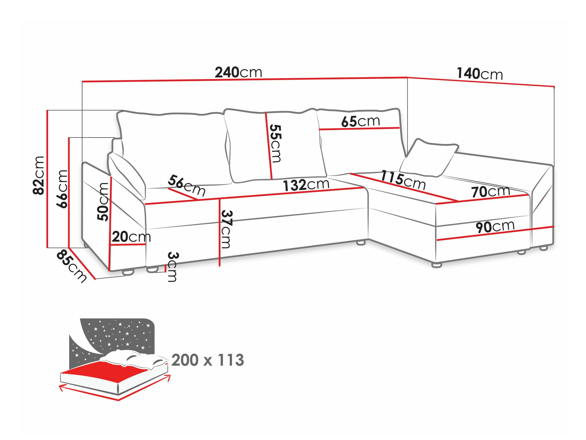 Hoekbank Memphis 104 (Alova 04 + Alova 46)