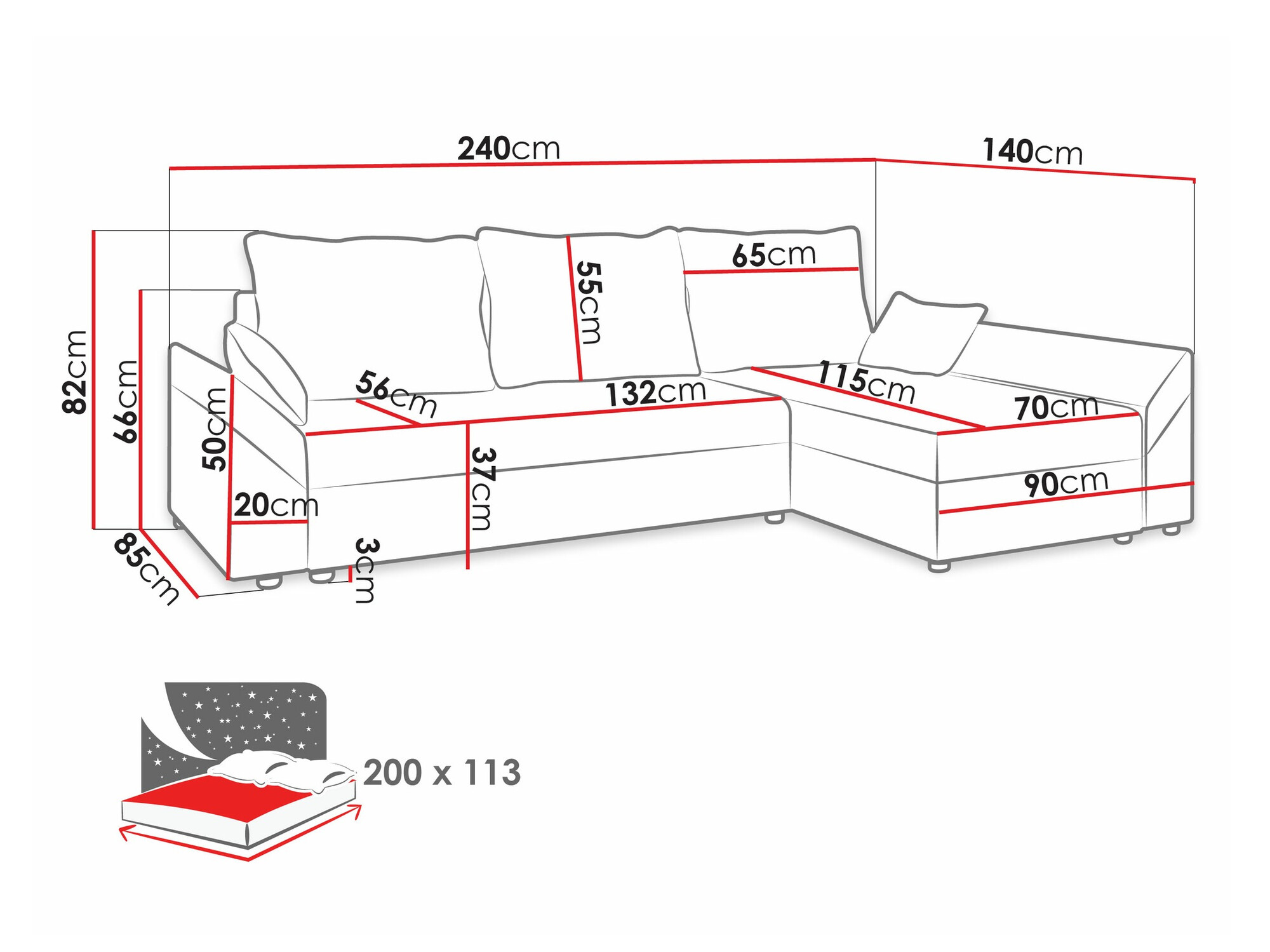 Hoekbank Memphis 104 (Alova 07 + Alova 68)