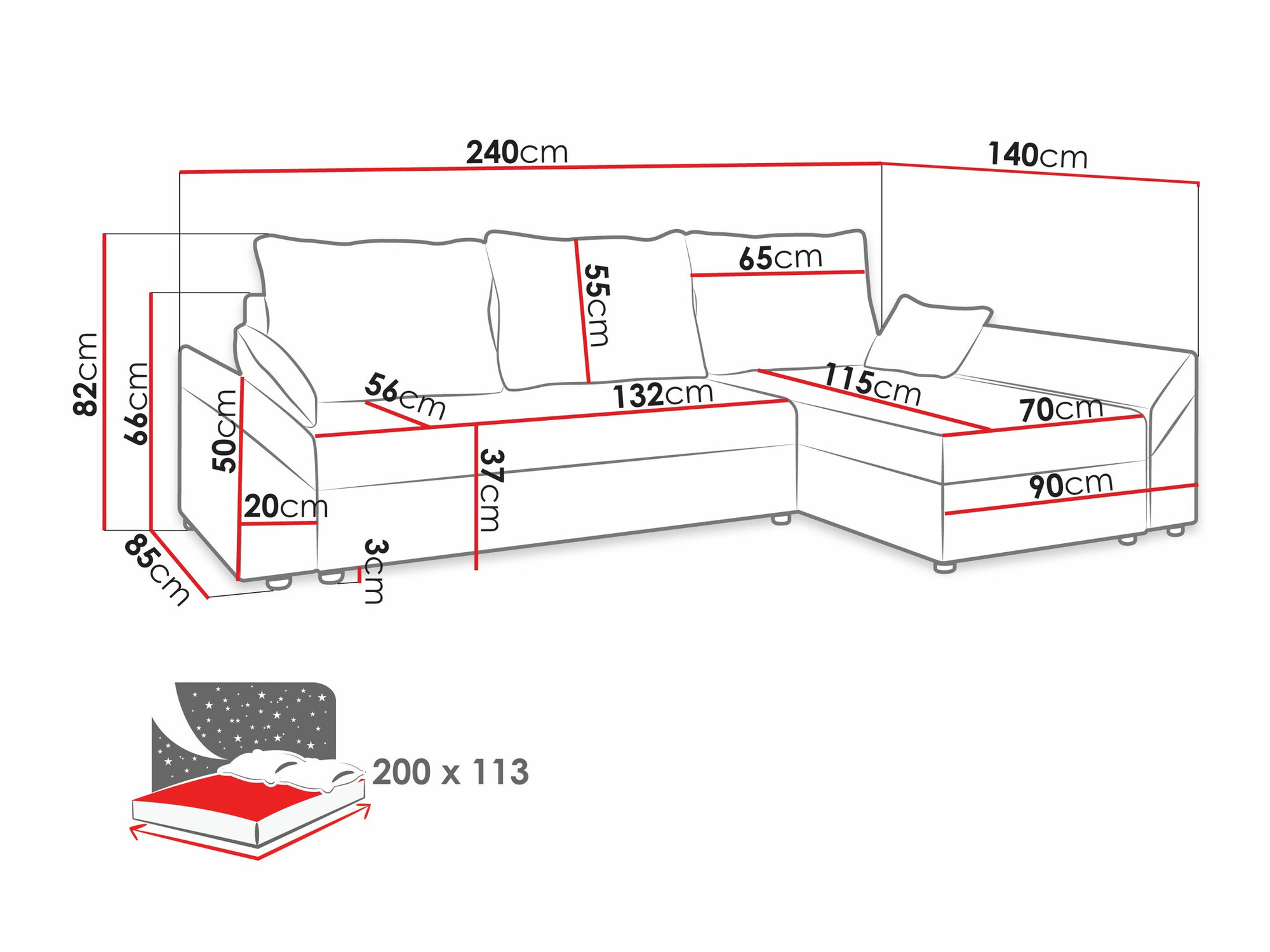 Hoekbank Memphis 104 (Poso 100)