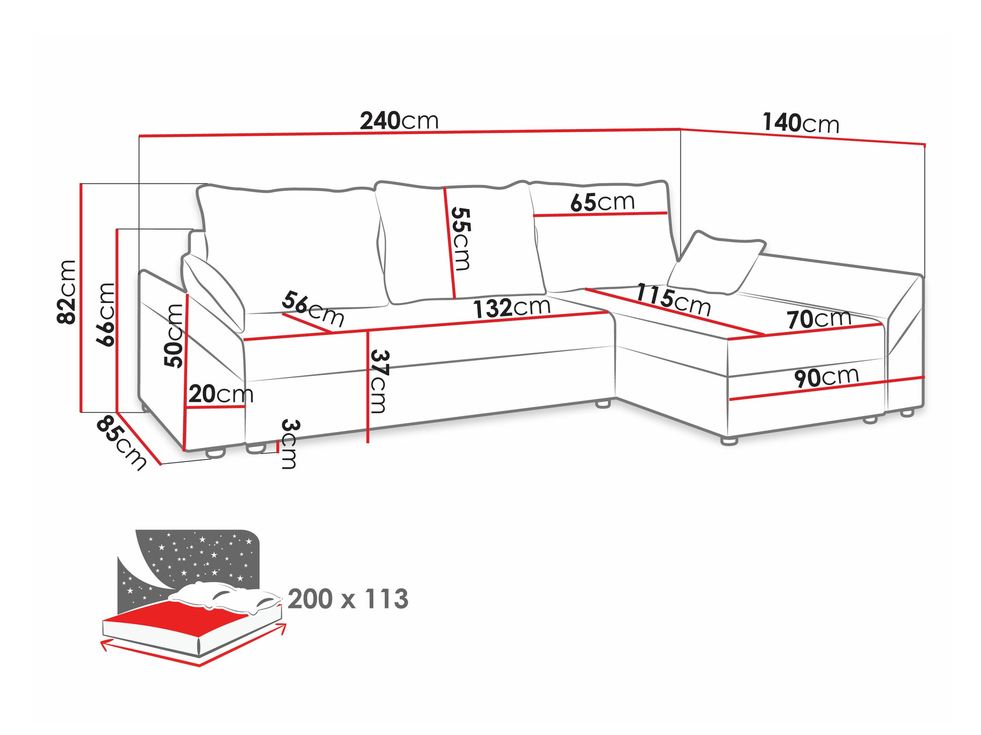 Hoekbank Memphis 130 (Kronos 09)