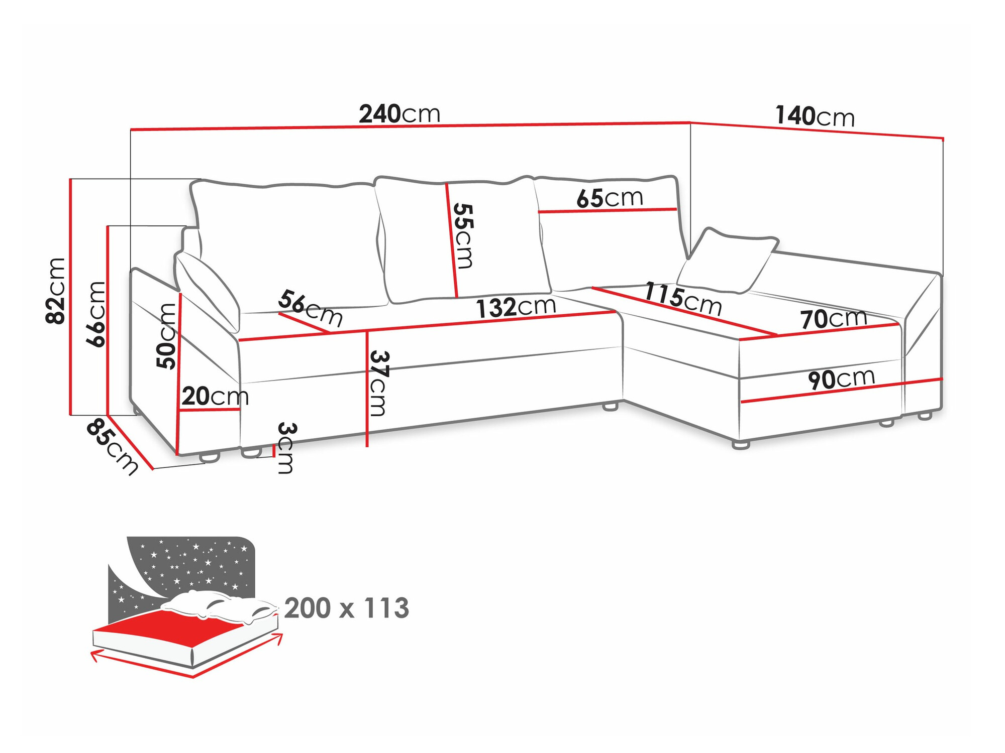Hoekbank Memphis 130 (Muna 02 + Muna 03)