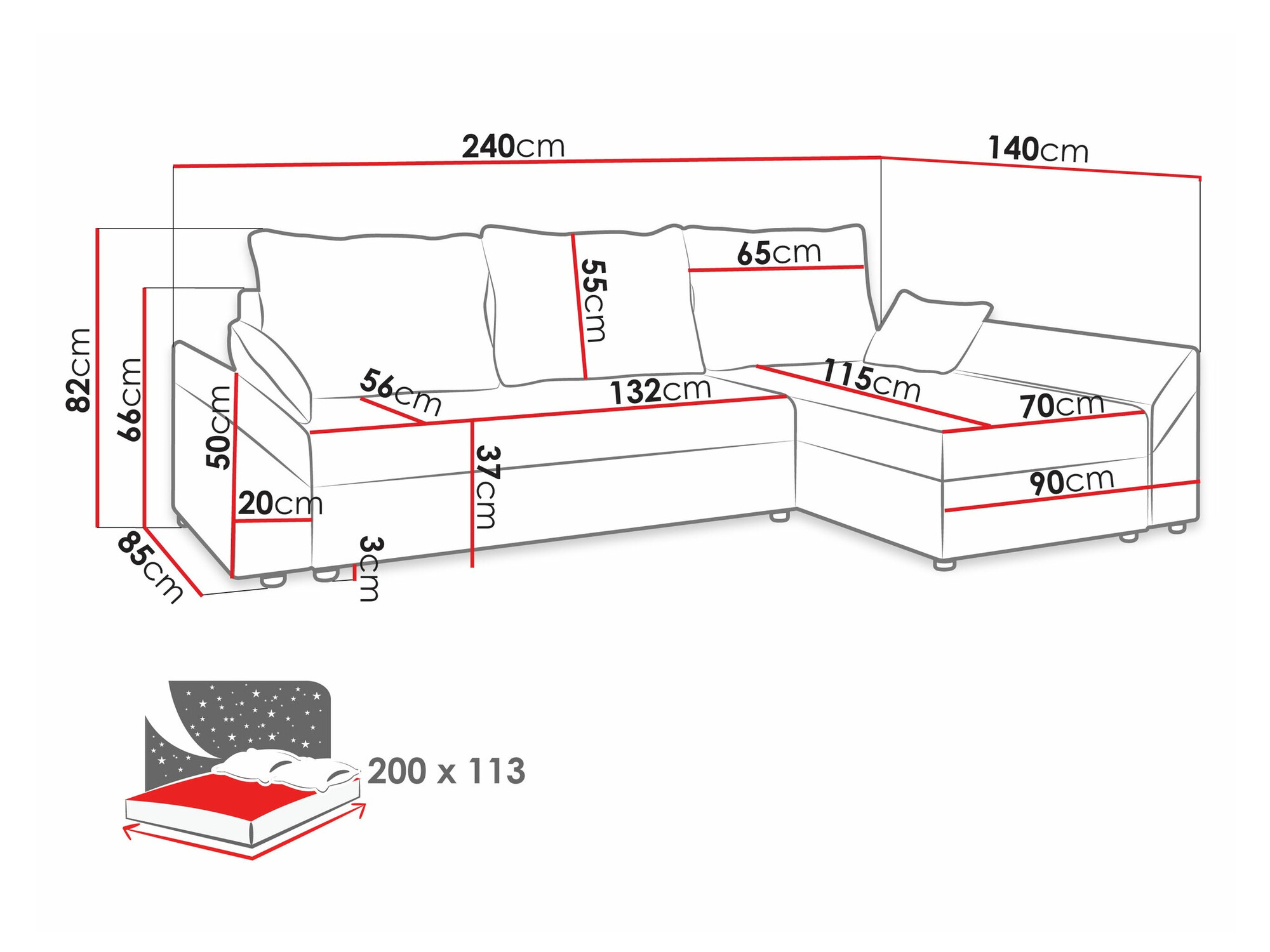 Hoekbank Memphis 130 (Muna 14 + Muna 10)