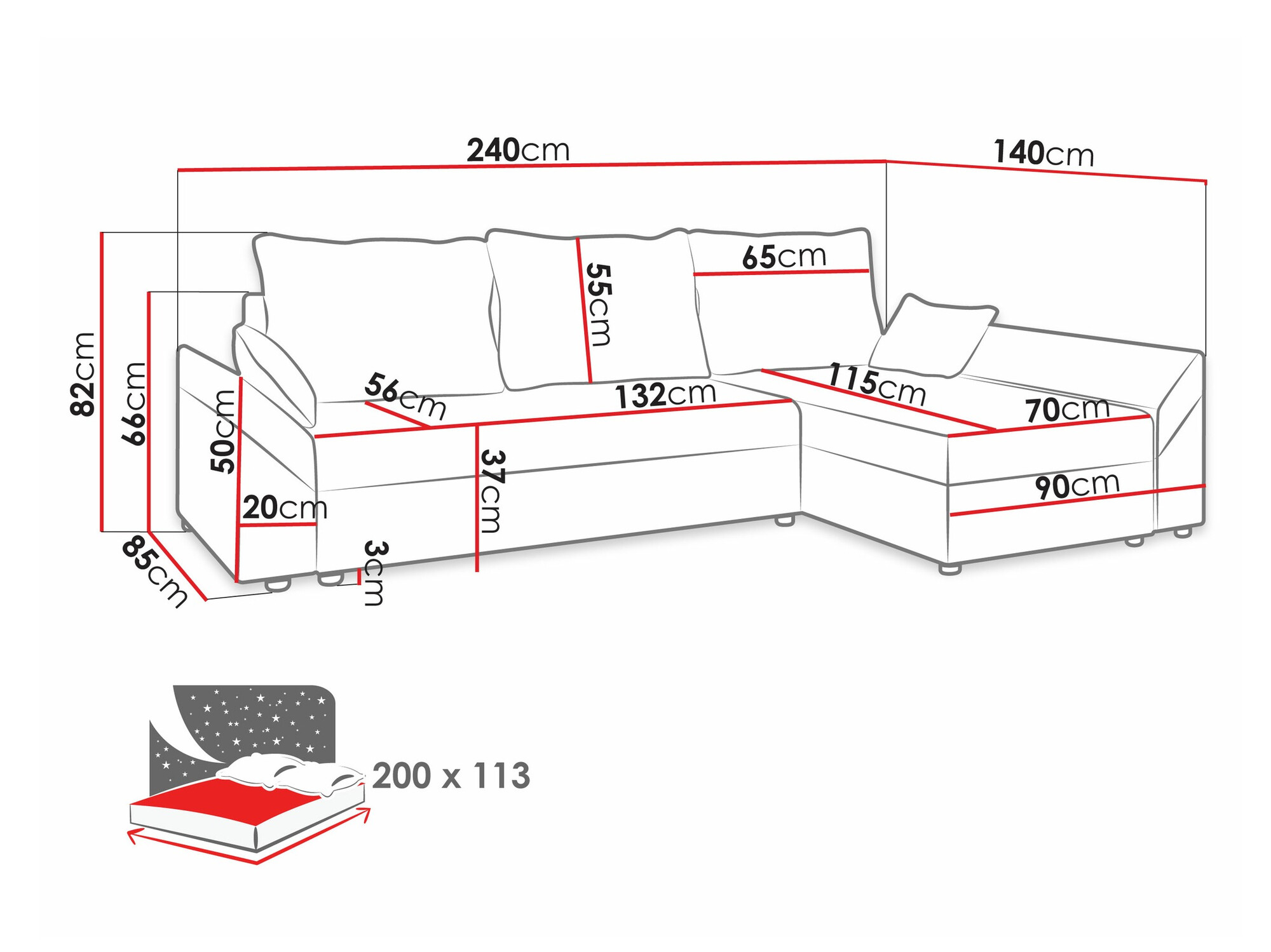 Hoekbank Memphis 130 (Paros 06)