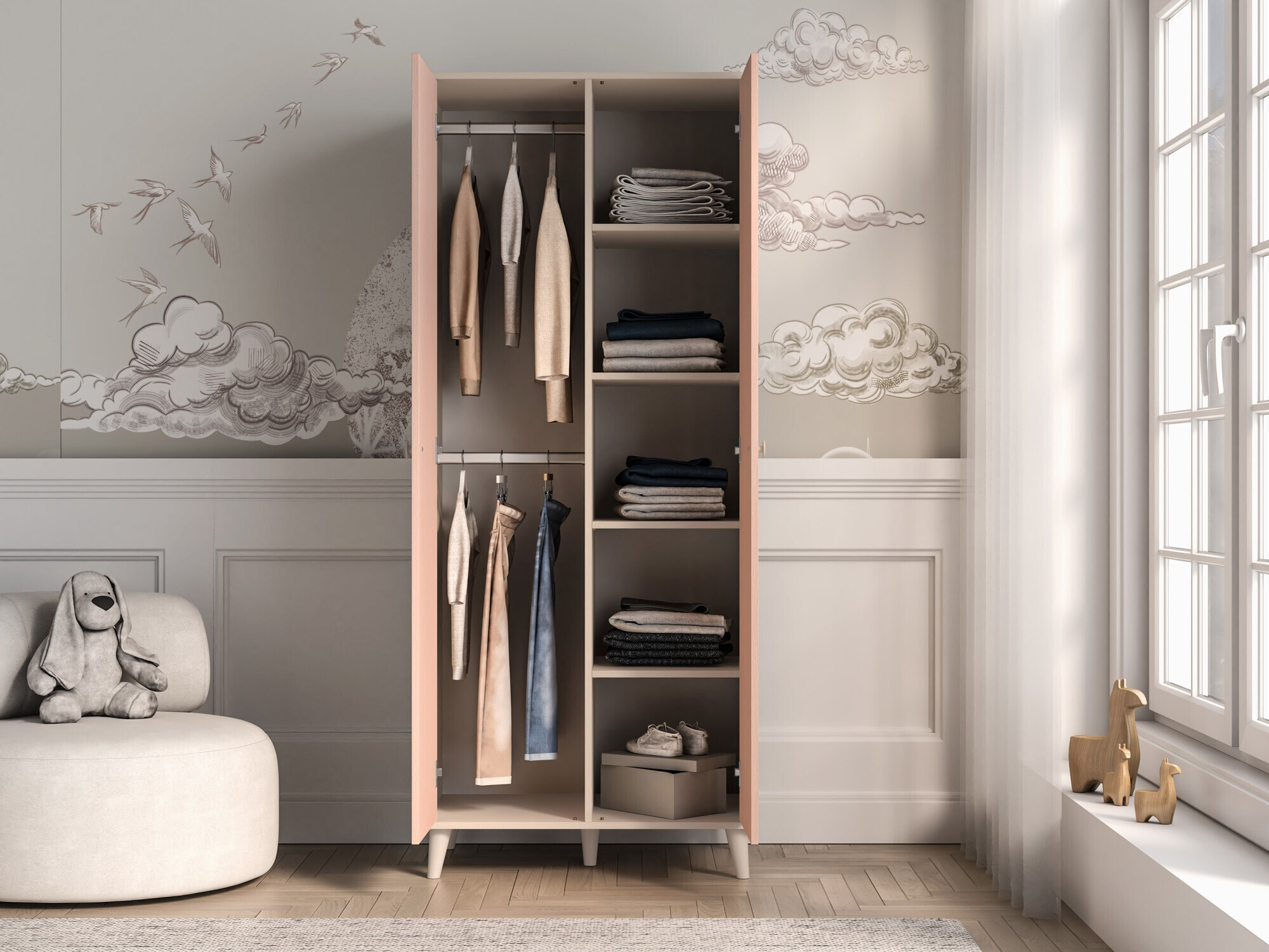 Kledingkast Tortoli 101 (Roze)