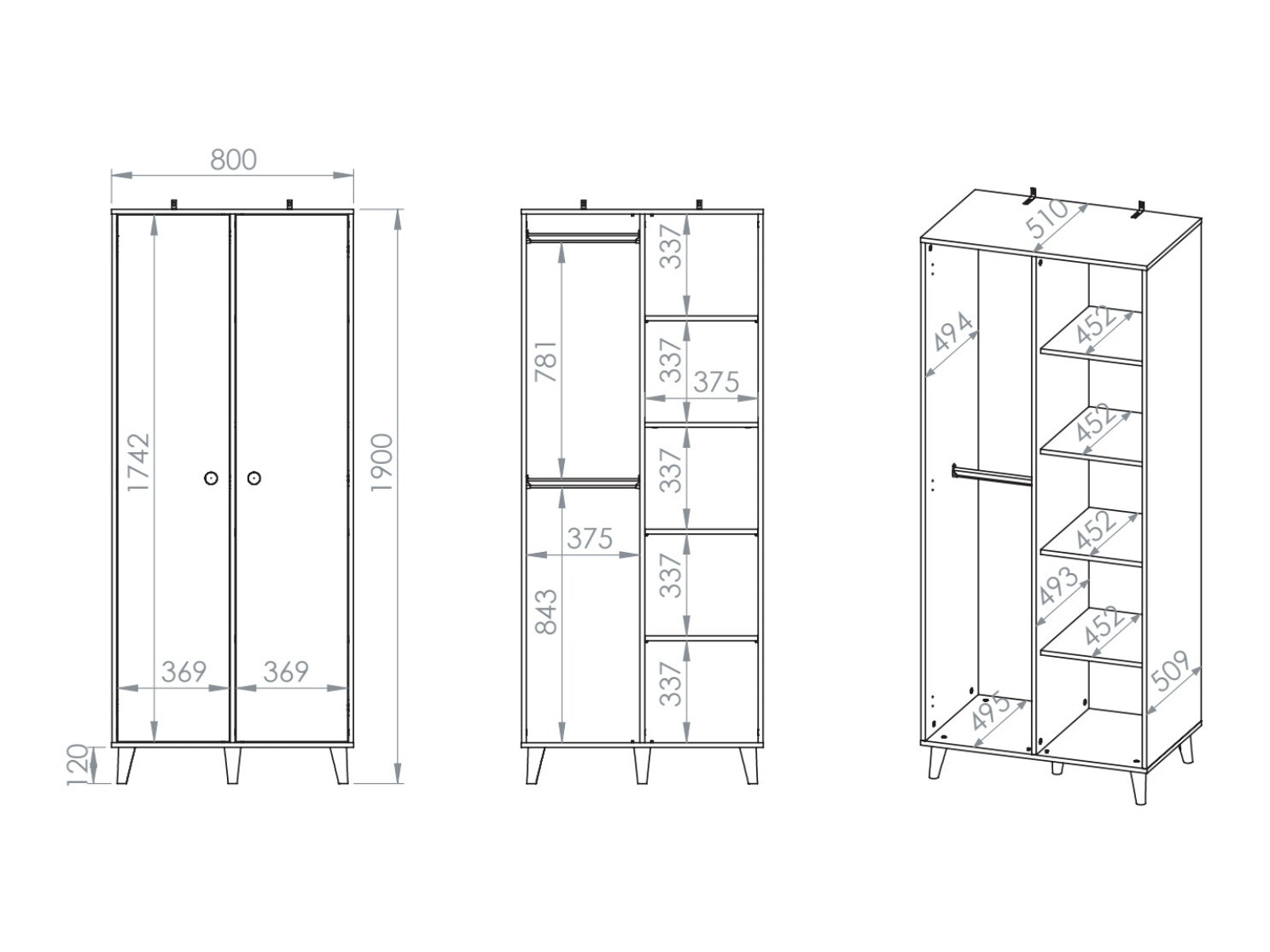 Kledingkast Tortoli 101 (Roze)